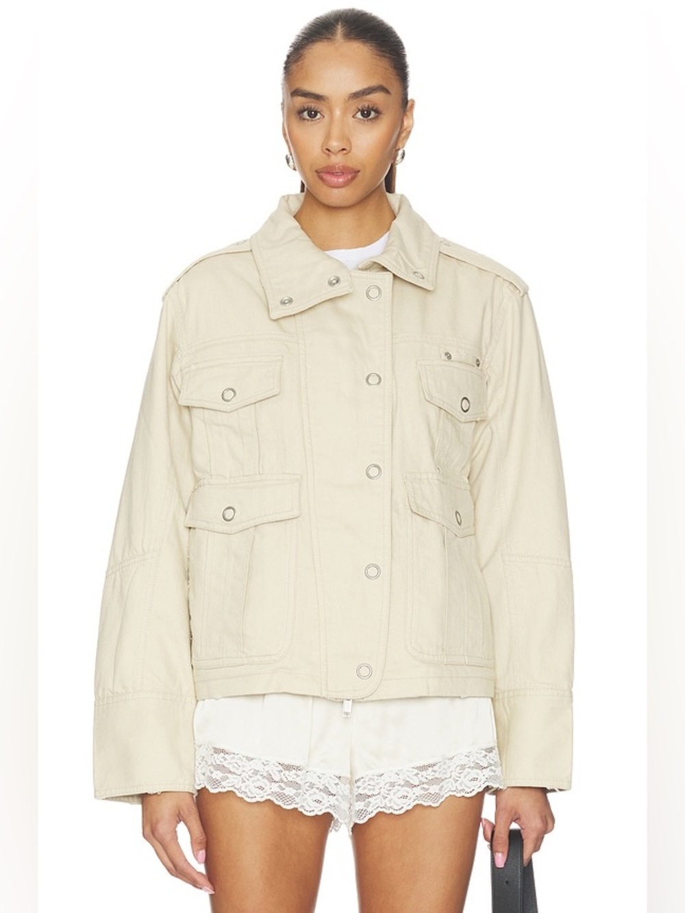 Free People x We The Free Kali Washed Utility Jacket Morning Oat Medium - Picture 5 of 14
